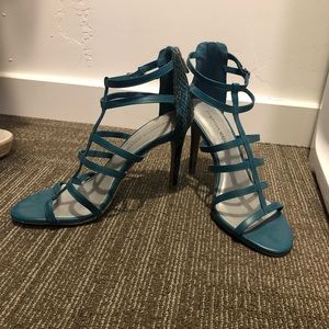 turquoise w/ snake skin heels. never worn!